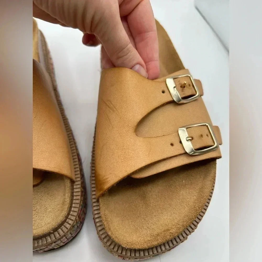 Free People Caravelle Cork Footbed Leather Platform Sandal Boho Size 9.5 - Picture 8 of 11